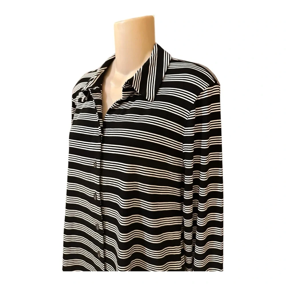 J. Crew Long-sleeve button-up‎ top in striped refined rib NWT